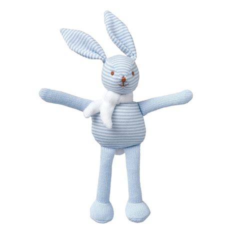 Jouets Doudous et Peluches Doudou Lapin Hochet Rayé Bleu Rose Milk