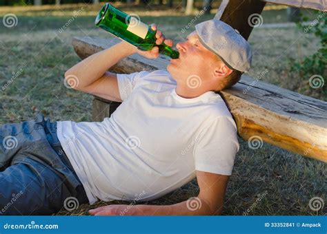 Alcoholic Man Drinking From A Bottle Of Wine Stock Image Image Of Alcohol Addiction 33352841