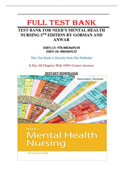 Test Bank For Neeb S Mental Health Nursing Th Edition Gorman Anwar