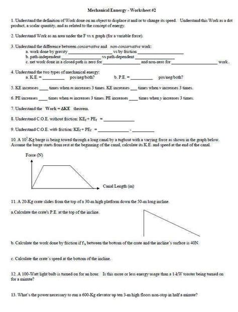 Work Energy Theorem Worksheet Doc