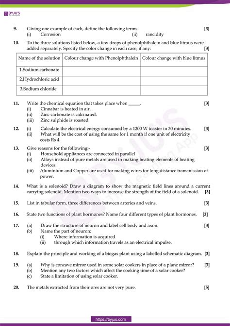 Cbse Sample Papers For Class 10 Sa 1 Science Set 4 Download Now