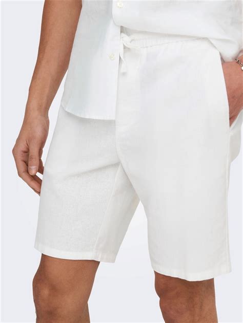 Only Sons Linus Cotton Linen Shorts Bright White