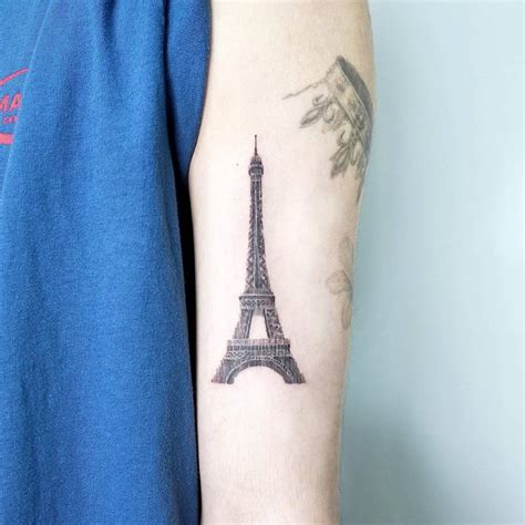 Micro Realistic Style Eiffel Tower Tattoo Located On