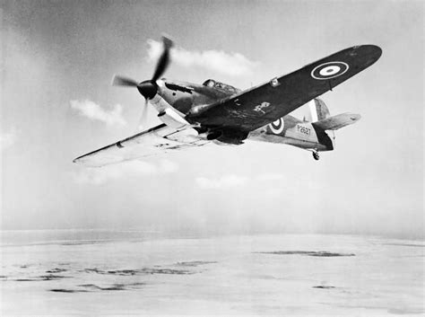 Hawker Hurricane Mk I With Black And White Undersides In Flight Over