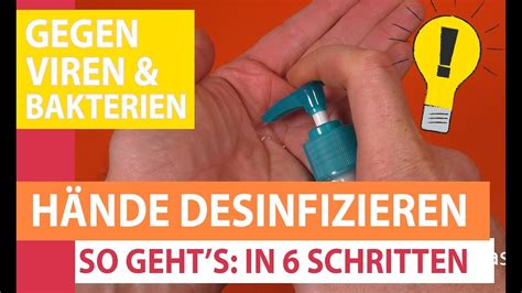 Hände richtig desinfizieren in 6 Schritten Anleitung für