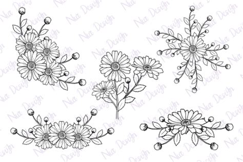 Daisy Flower Line Art Monogram Graphic By Nurdesign99 · Creative Fabrica