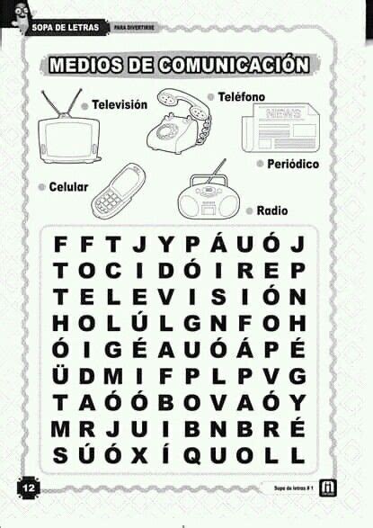 Sopa De Letras Medios De Comunicaci N Sopa De Letras Sopas De Letras