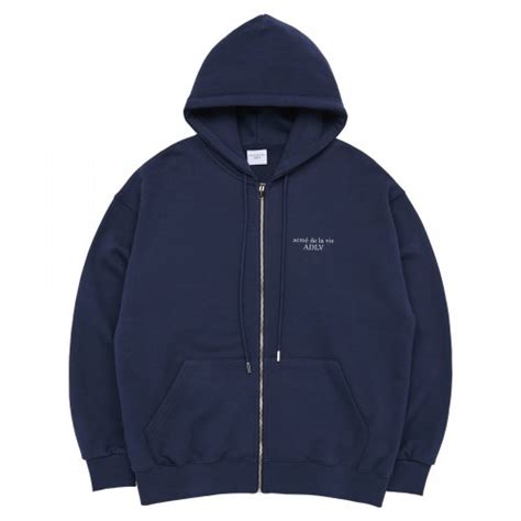 MUSINSA acmé de la vie BASIC LOGO SEASON2 HOODIE ZIP UP NAVY