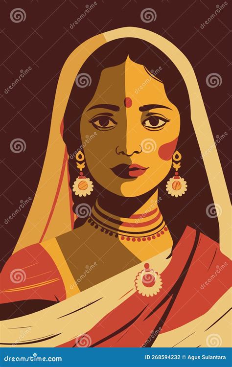 Indian Woman In Traditional Dress Vector Illustration Of A Beautiful