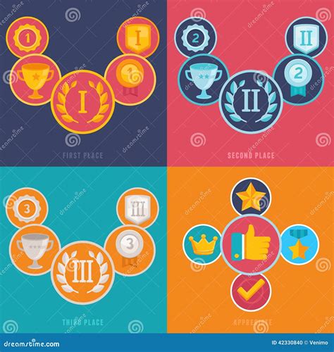 Vector Gamification Icons In Flat Style Stock Vector Illustration Of