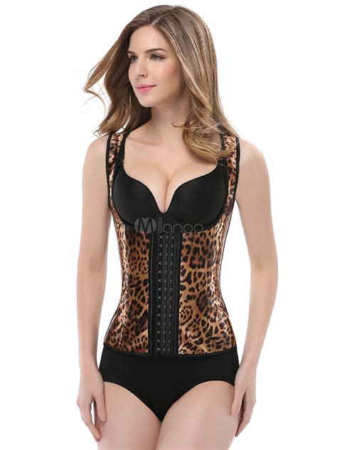 Lingerie Bustier Pour Femmes Jaune Sexy Boutons Imprimé Léopard Sans