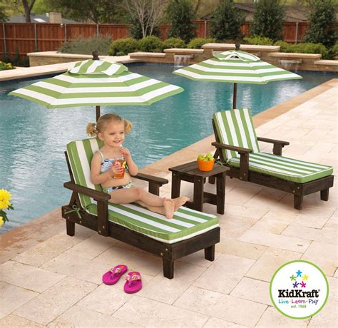 KidKraft Outdoor Chaise Lounge Chairs and Umbrella Set