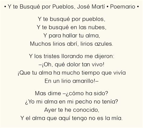 Y te Busqué por Pueblos José Martí Poema original