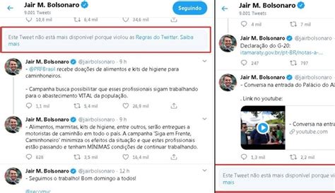 Twitter Apaga Publicações De Jair Bolsonaro Por Violarem Regras Da Rede Social