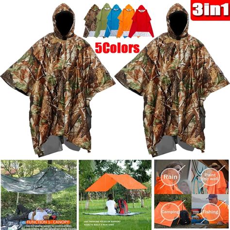 1PCS 3 In 1 Multifunction Travel Waterproof Poncho Outdoors Rain Coat