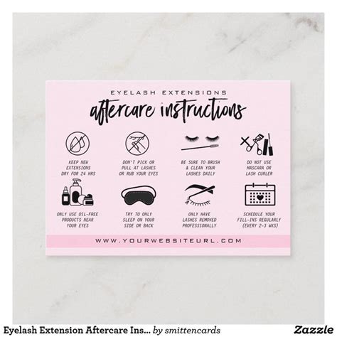 Eyelash Extension Aftercare Instructions Lash Logo Business Card