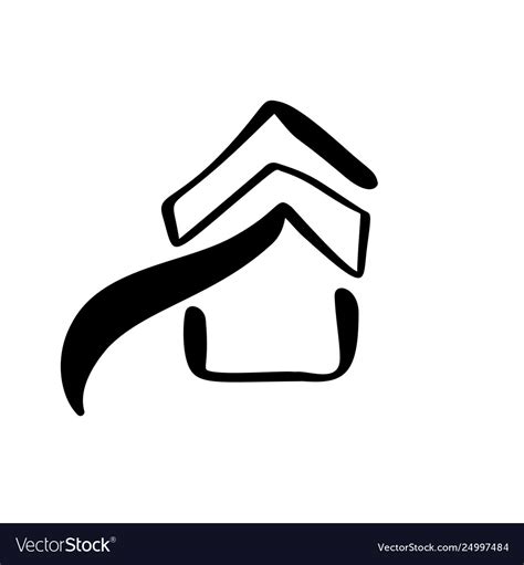 Simple Calligraphy House Real Icon Estate Vector Image