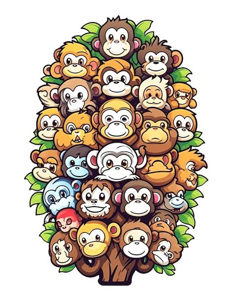 Premium Photo Monkeys Heads Cartoon Design Vector