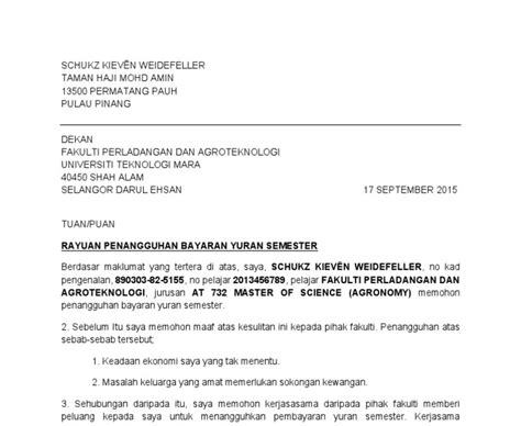 Contoh Surat Penangguhan Pendaftaran Pengajian Semester 1 Sabrinaaresenglish