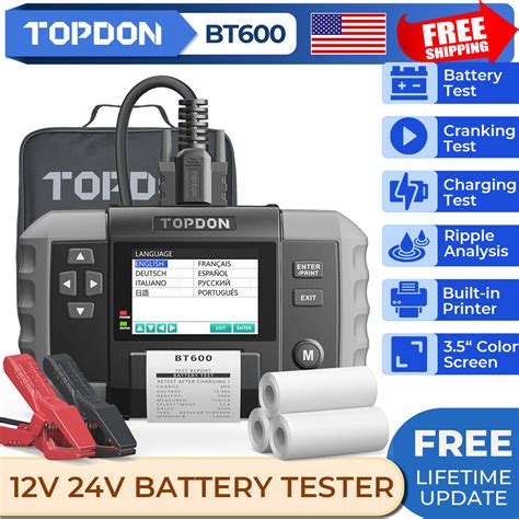 TOPDON BT600 12V 24V Battery Tester Analyzer For Car Heavy Duty Truck W