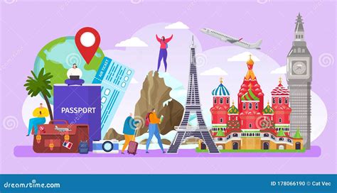 Tourist People Travel Around World Vector Illustration, Cartoon Active ...