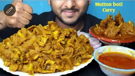 Spicy Mutton Boti Curry Eating With Basmati Rice Fatty Mutton Curry