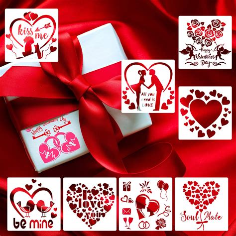 25 Pieces Valentines Day Stencils Reusable Valentine Painting