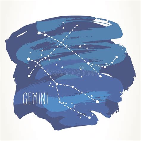 Gemini Zodiac Sign Hand Drawn Constellation Stock Vector Illustration