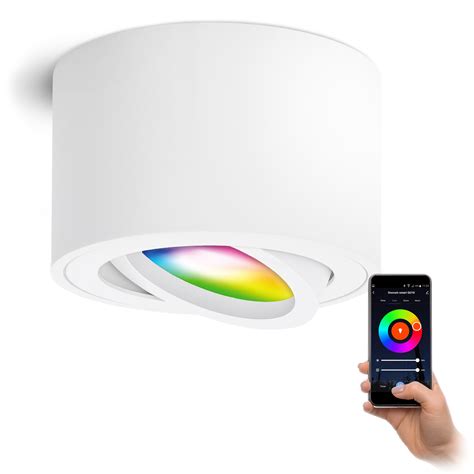 Smol Aufbauleuchte Flach Schwenkbar In Wei Rund Inkl Rgb Smarthome