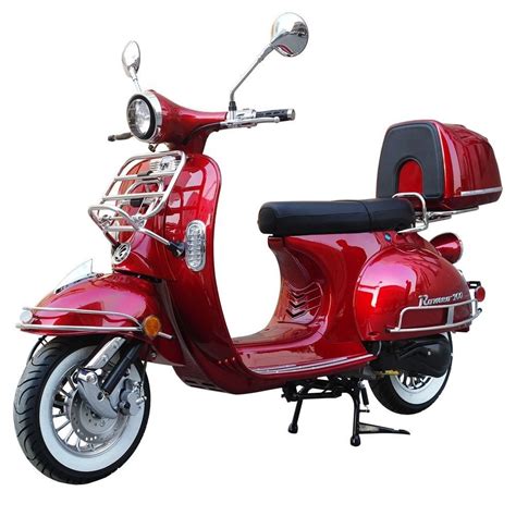 200cc Gas Moped Scooter Romeo 200 Red Automatic Cvt Big Power Engine Retro Style