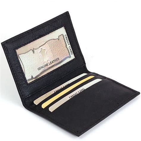 Slim Front Pocket Wallet Genuine Leather Business Card Case Id Window