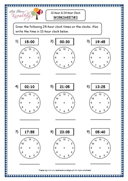 Grade 4 Maths Resources (7.1 Time - 12-hour & 24-hour Clock Printable ...