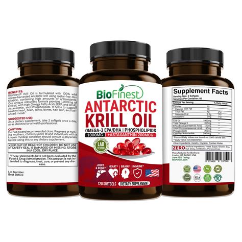 Biofinest Antarctic Krill Oil 1000mg Supplement 12x EPA DHA Omega 3