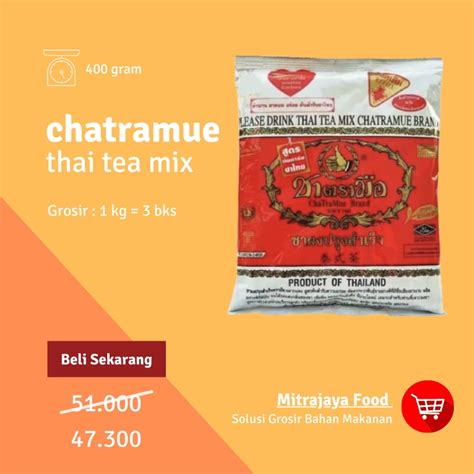 Jual Thai Tea Mix Original Merah Chatramue Gr Cha Tra Mue Teh