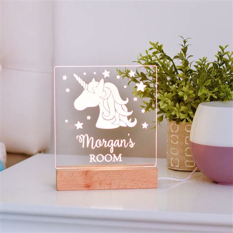 Unicorn Personalized Night Light For Kids Stamp Nouveau Kandj Keepsakes