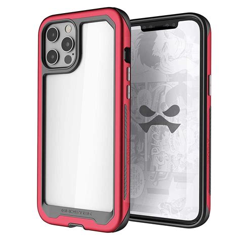 Funda GHOSTEK Atomic Para IPhone 12 PRO MAX Aluminio Roja Transparente