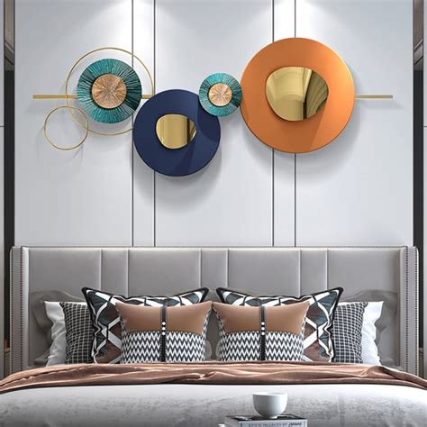 Modern Metal Wall Decor Overlapping Creative Geometric Round Home