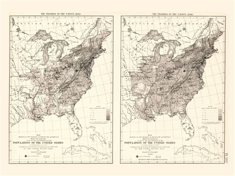 Population Of The United States 1830 1840 Walker 1870 9th Census Atlas Eastern Usa Atlases