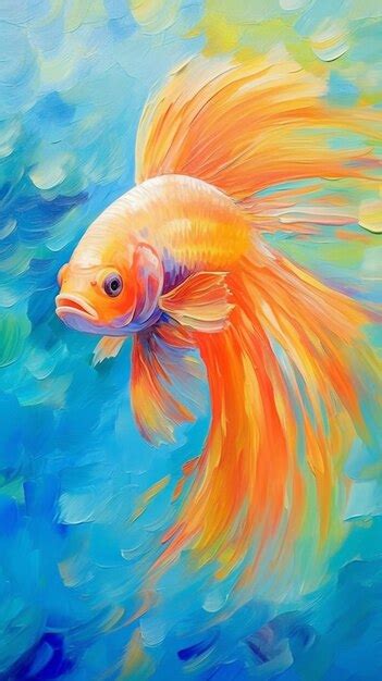 Pintura De Peces De Un Pez Dorado Por Persona Foto Premium