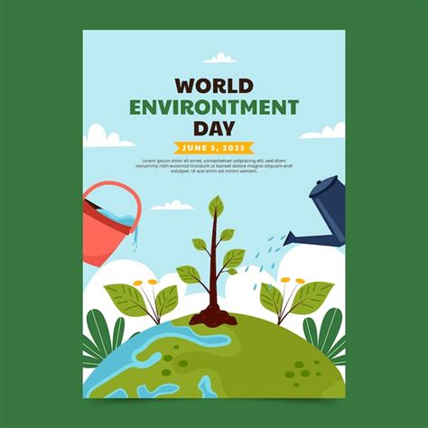 Free Vector | Flat vertical poster template for world environment day ...