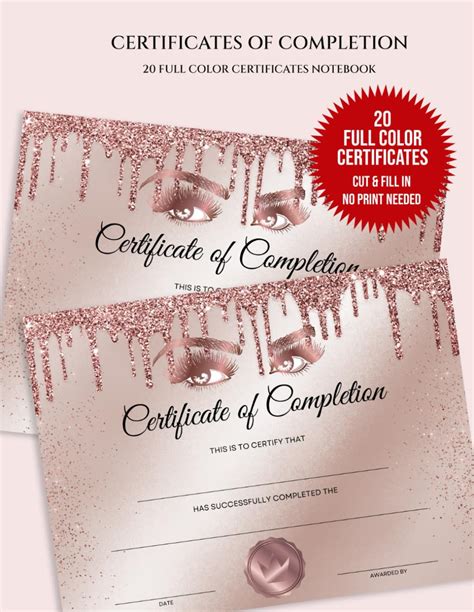 Lash Extension Certificate Of Completion Beauty Certificate Of