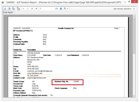 Business Registration Number In Sage 300 Sage 300 Erp Tips Tricks