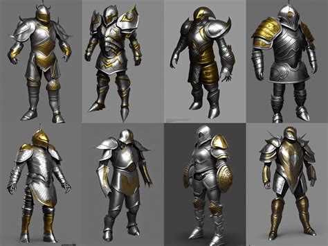 Render Of Awesome Bulky Armor Silver With Gold Trim Stable