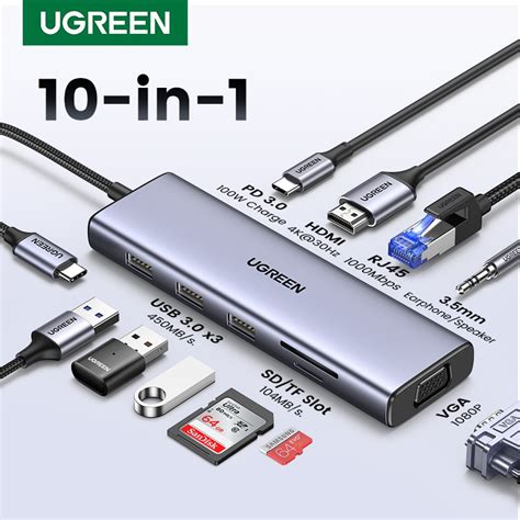 Bộ Hub Usb Type C Ugreen 15375 15600 15601 Cm498hdmi 4k 60hzlan 1gbps