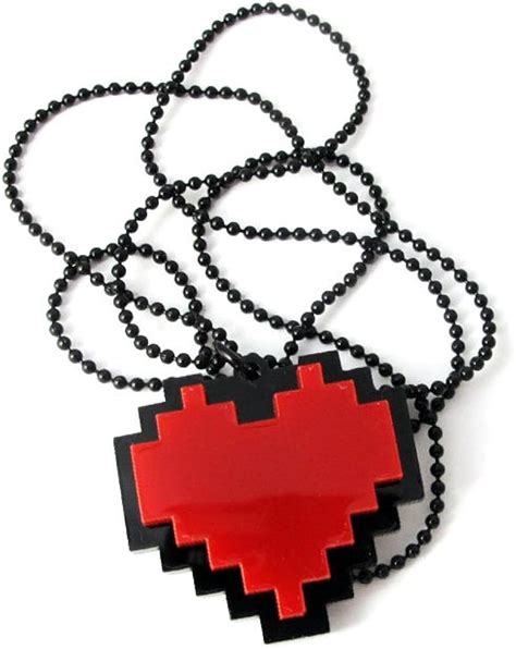 Pixels Heart Necklace Undertale Cosplay Of Frisk 24 Length Amazon