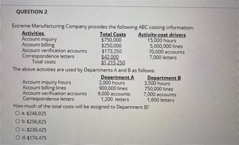 Solved Question Extreme Manufacturing Company Provides The Chegg