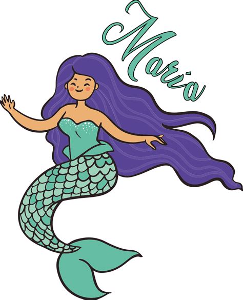 Purple Mermaid Illustration Kids Bedroom Wall Sticker Tenstickers