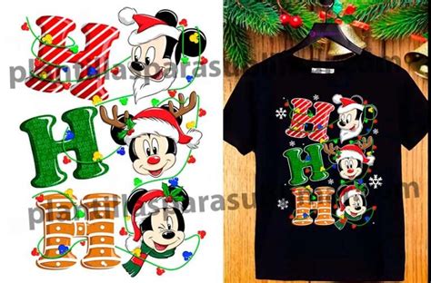 Ho Ho Ho Mickey Playera Navidad Plantillas Para Sublimar