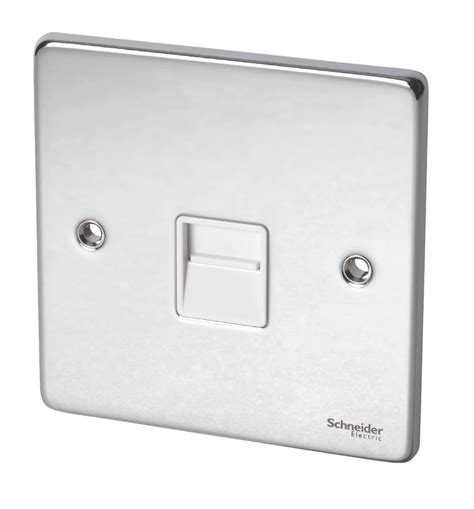 Schneider Electric Ultimate Low Profile 1 Gang Slave Telephone Socket Polished Chrome With White