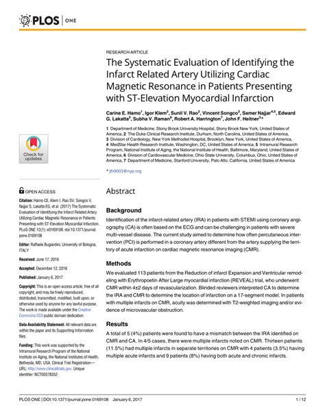 Pdf The Systematic Evaluation Of Identifying The Infarct Related